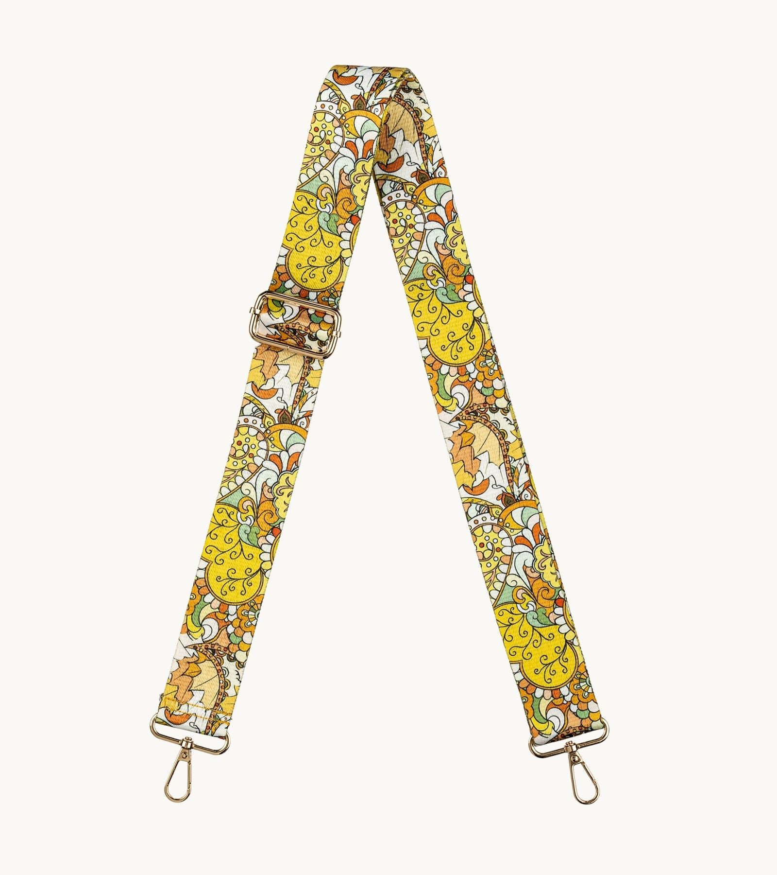 Crossbody popruh na mobil Strappy Art Golden Mosaic s mozaikovým vzorom v žltých odtieňoch.